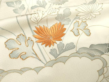 平和屋着物●訪問着 駒刺繍 舞花文 金彩 正絹 逸品 AABF3581ck