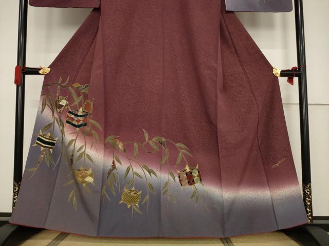 平和屋着物●ファッションデザイナー HIROKO KOSHINO コシノヒロコ 訪問着 糸巻文 暈し染め 金彩 正絹 逸品 AABF3582ck