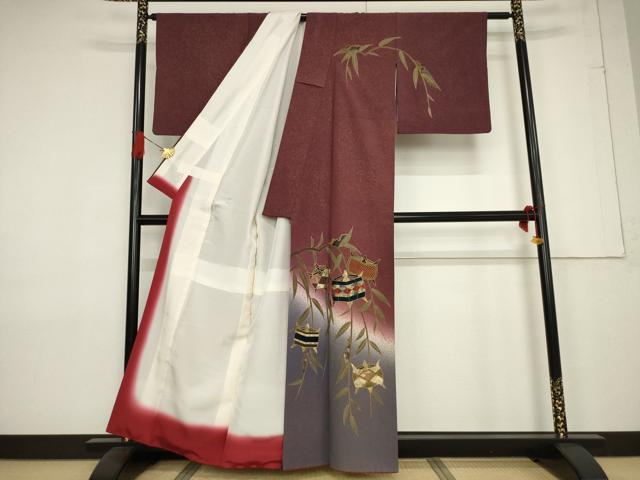 平和屋着物●ファッションデザイナー HIROKO KOSHINO コシノヒロコ 訪問着 糸巻文 暈し染め 金彩 正絹 逸品 AABF3582ck