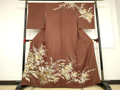 平和屋着物●訪問着 刺繍 扇面花文 金彩 正絹 逸品 AABF3588ck
