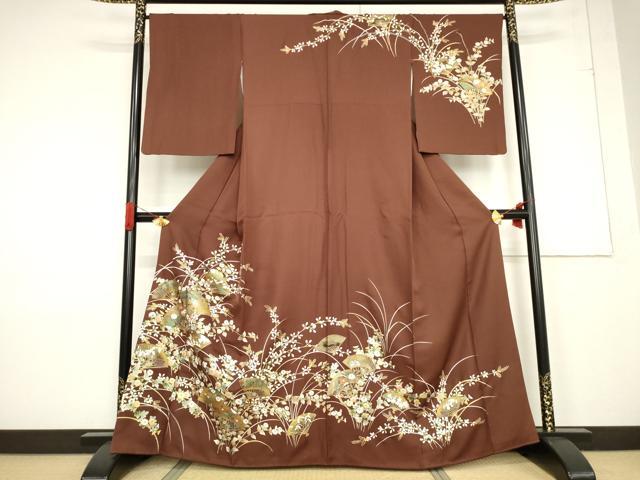 平和屋着物●訪問着 刺繍 扇面花文 金彩 正絹 逸品 AABF3588ck