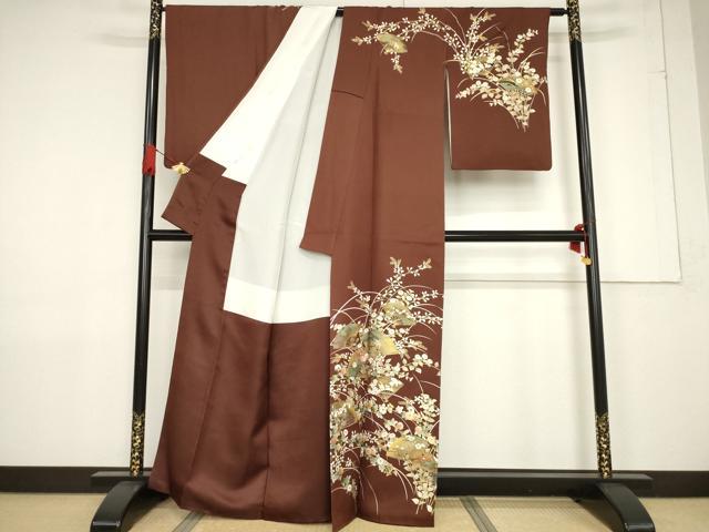 平和屋着物●訪問着 刺繍 扇面花文 金彩 正絹 逸品 AABF3588ck