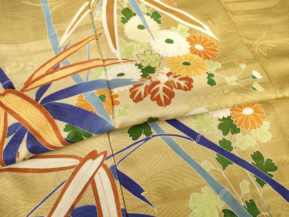 平和屋着物●アンティーク 大正ロマン 色留袖 笹竹花文 正絹 逸品 AABF3589ck