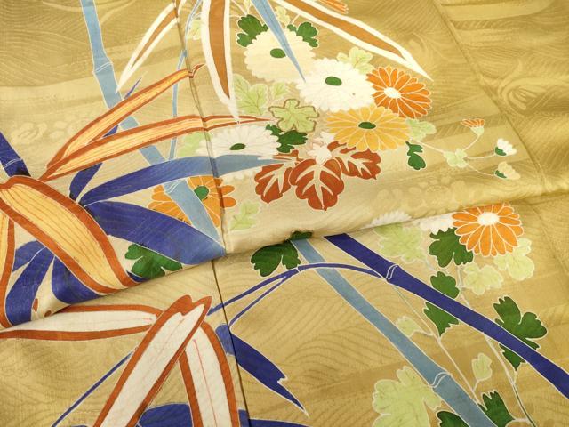 平和屋着物●アンティーク 大正ロマン 色留袖 笹竹花文 正絹 逸品 AABF3589ck