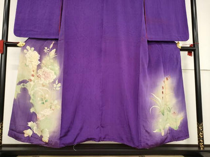 平和屋着物●アンティーク 大正ロマン 色留袖 草花文 暈し染め 正絹 逸品 AABF3590ck
