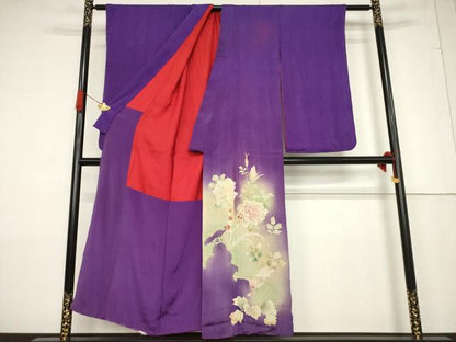 平和屋着物●アンティーク 大正ロマン 色留袖 草花文 暈し染め 正絹 逸品 AABF3590ck