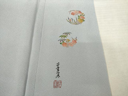 平和屋着物●上質な色無地 作家物 堅牢草木加賀梅染 蓮色 丹後ちりめん 反端付き 正絹 逸品 AABF3594ck