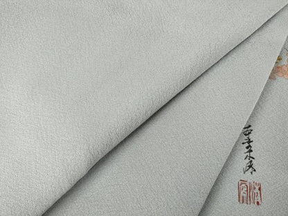 平和屋着物●上質な色無地 作家物 堅牢草木加賀梅染 蓮色 丹後ちりめん 反端付き 正絹 逸品 AABF3594ck