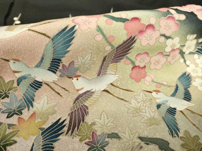 平和屋着物●豪華黒留袖 友禅 作家物 花鳥文 浜ちりめん 正絹 逸品 AABF3596ck