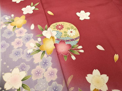 平和屋着物●豪華振袖・長襦袢(無双仕立て)セット 花毬文 暈し染め 金彩 ロング丈 正絹 逸品 AABF3599ck