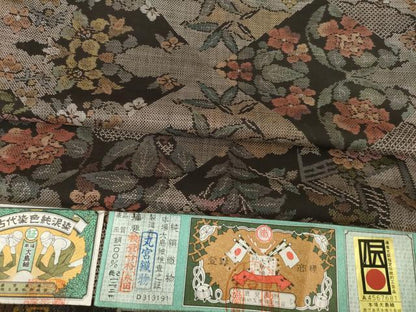 平和屋着物●本場大島紬 切嵌花文 カタス9マルキ 丸宮織物謹製 証紙付き 正絹 逸品 AABF3600ck