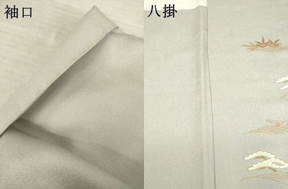 平和屋着物●訪問着 友禅 駒刺繍 地紙花文 暈し染め 金彩 正絹 逸品 AABF3606ck
