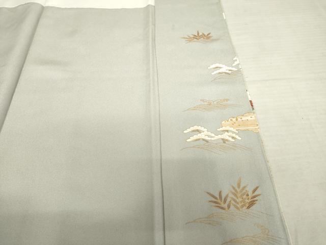 平和屋着物●訪問着 友禅 駒刺繍 地紙花文 暈し染め 金彩 正絹 逸品 AABF3606ck
