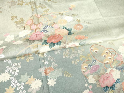 平和屋着物●訪問着 花鼓文 暈し染め 金銀彩 正絹 逸品 AABF3607ck