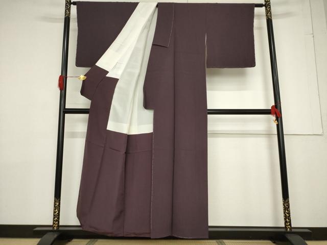 平和屋着物●上質な色無地 濃色 正絹 逸品 未使用 AABF3608ck