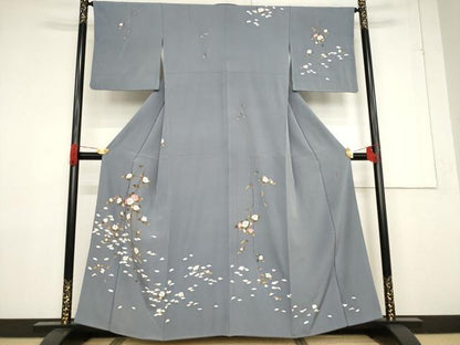 平和屋着物●訪問着 友禅 作家物 枝花文 正絹 逸品 AABF3611ck