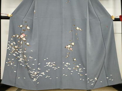 平和屋着物●訪問着 友禅 作家物 枝花文 正絹 逸品 AABF3611ck