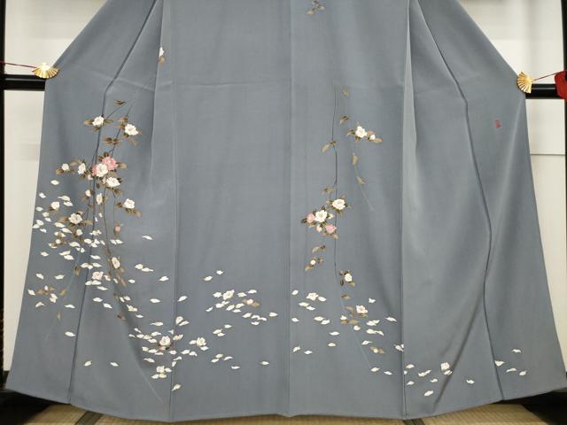 平和屋着物●訪問着 友禅 作家物 枝花文 正絹 逸品 AABF3611ck
