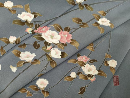 平和屋着物●訪問着 友禅 作家物 枝花文 正絹 逸品 AABF3611ck