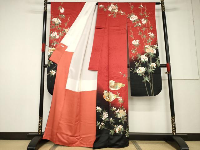 平和屋着物●豪華振袖 鴛鴦花文 暈し染め 正絹 逸品 AABF3615ck