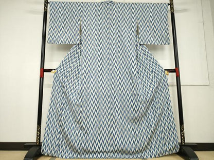 平和屋着物●お召 矢羽文 正絹 逸品 AABF3617ck
