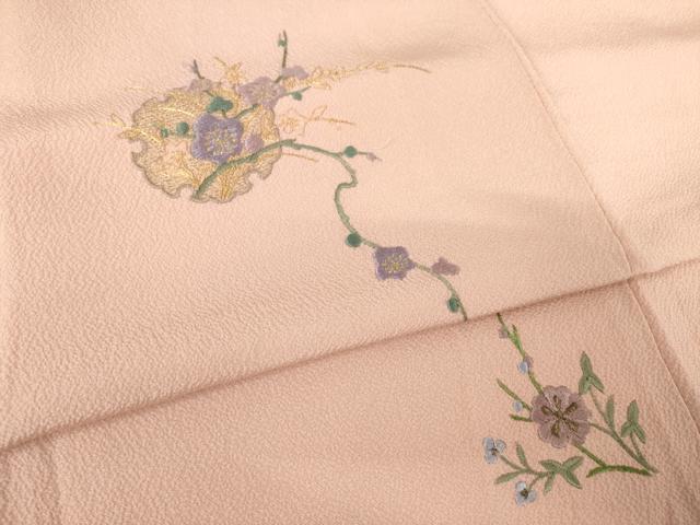 平和屋着物●訪問着 刺繍 雪輪枝梅文 正絹 逸品 AABF3619ck