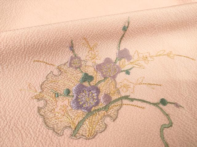 平和屋着物●訪問着 刺繍 雪輪枝梅文 正絹 逸品 AABF3619ck