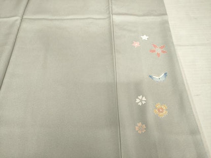 平和屋着物●訪問着 友禅 駒刺繍 花蝶文 正絹 逸品 AABF3622ck