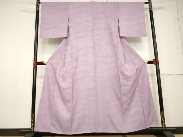 平和屋着物●上質な色無地 立波地紋 紅藤色 正絹 逸品 AABF3623ck