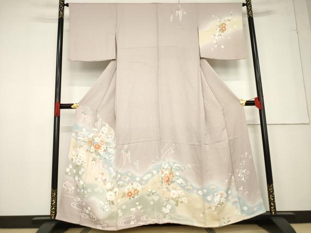 平和屋着物●訪問着 駒刺繍 雪輪重ね花文 暈し染め 三越扱い 正絹 逸品 AABF3624ck