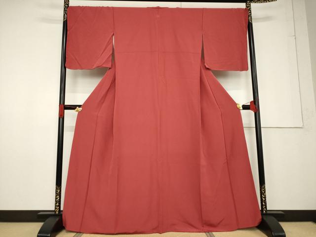 平和屋着物●上質な色無地 蘇芳色 正絹 逸品 AABF3627ck