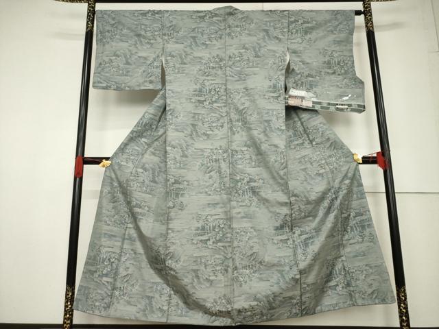 平和屋着物●本場大島紬 一元7マルキ 総絣 広重旅日記 藤絹織物謹製 反端付き 正絹 逸品 AABF3630ck