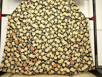 平和屋着物●訪問着 駒刺繍 枝花文 黒地 正絹 逸品 AABF3633ck