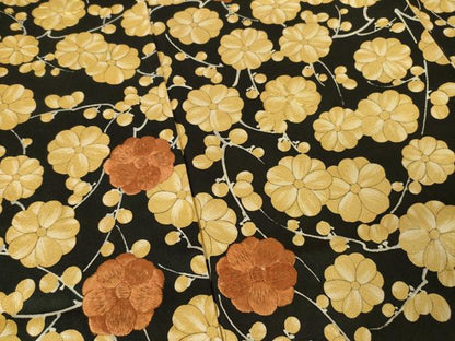 平和屋着物●訪問着 駒刺繍 枝花文 黒地 正絹 逸品 AABF3633ck