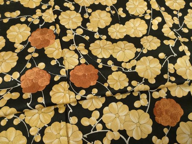 平和屋着物●訪問着 駒刺繍 枝花文 黒地 正絹 逸品 AABF3633ck