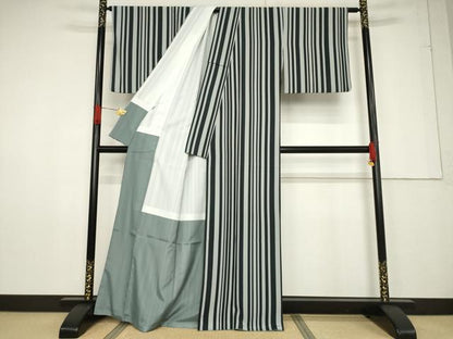 平和屋着物●京都小泉　創世舎　小紋　縞　洗える着物　AABF3635ck