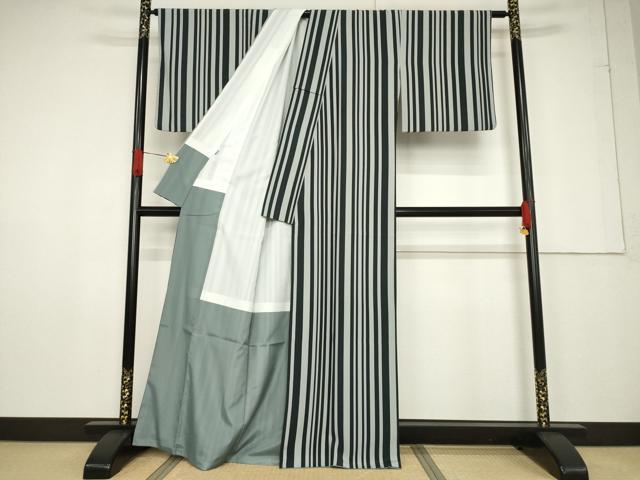 平和屋着物●京都小泉　創世舎　小紋　縞　洗える着物　AABF3635ck