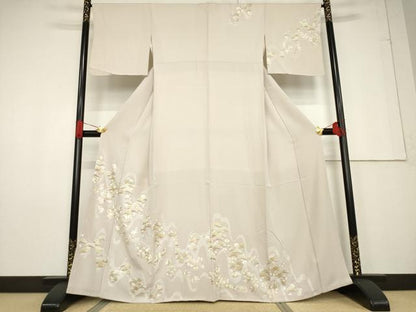 平和屋着物●訪問着 総刺繍 松文 金糸 正絹 逸品 AABF3640ck
