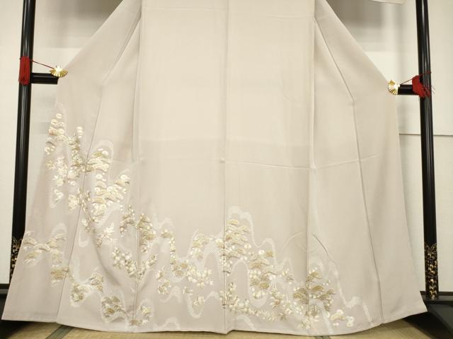 平和屋着物●訪問着 総刺繍 松文 金糸 正絹 逸品 AABF3640ck