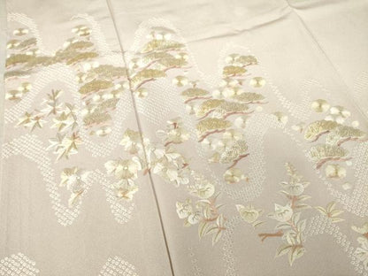 平和屋着物●訪問着 総刺繍 松文 金糸 正絹 逸品 AABF3640ck