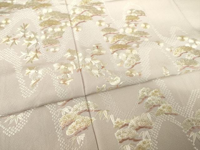 平和屋着物●訪問着 総刺繍 松文 金糸 正絹 逸品 AABF3640ck
