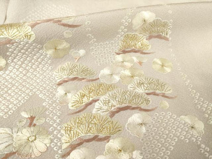 平和屋着物●訪問着 総刺繍 松文 金糸 正絹 逸品 AABF3640ck
