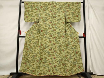 平和屋着物■上質な小紋 草花文 正絹 逸品 AABF3645st