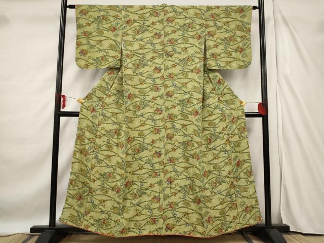 平和屋着物■上質な小紋 草花文 正絹 逸品 AABF3645st
