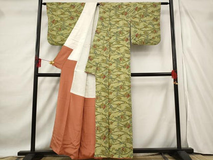 平和屋着物■上質な小紋 草花文 正絹 逸品 AABF3645st