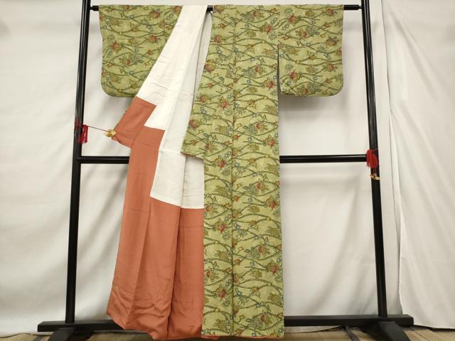 平和屋着物■上質な小紋 草花文 正絹 逸品 AABF3645st