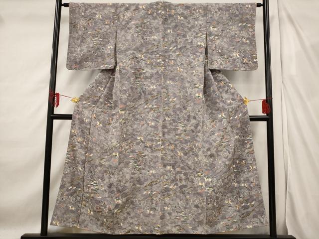 平和屋着物■上質な小紋 人物風景文 正絹 逸品 AABF3652st