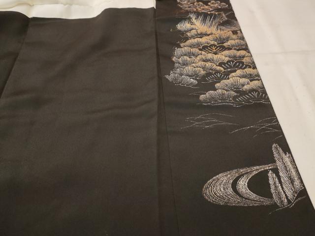 平和屋着物■豪華黒留袖　風景梅松文　金銀糸　金銀彩　正絹　逸品　AABF3655st