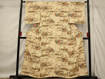 平和屋着物■上質な小紋 草花文 正絹 逸品 AABF3657st