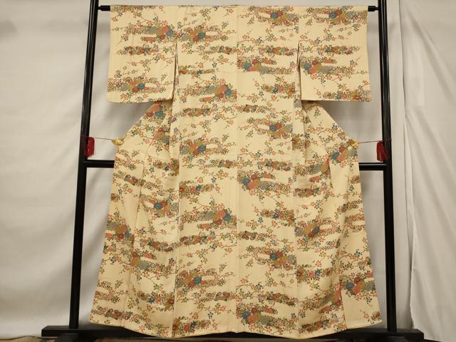 平和屋着物■上質な小紋 草花文 正絹 逸品 AABF3657st